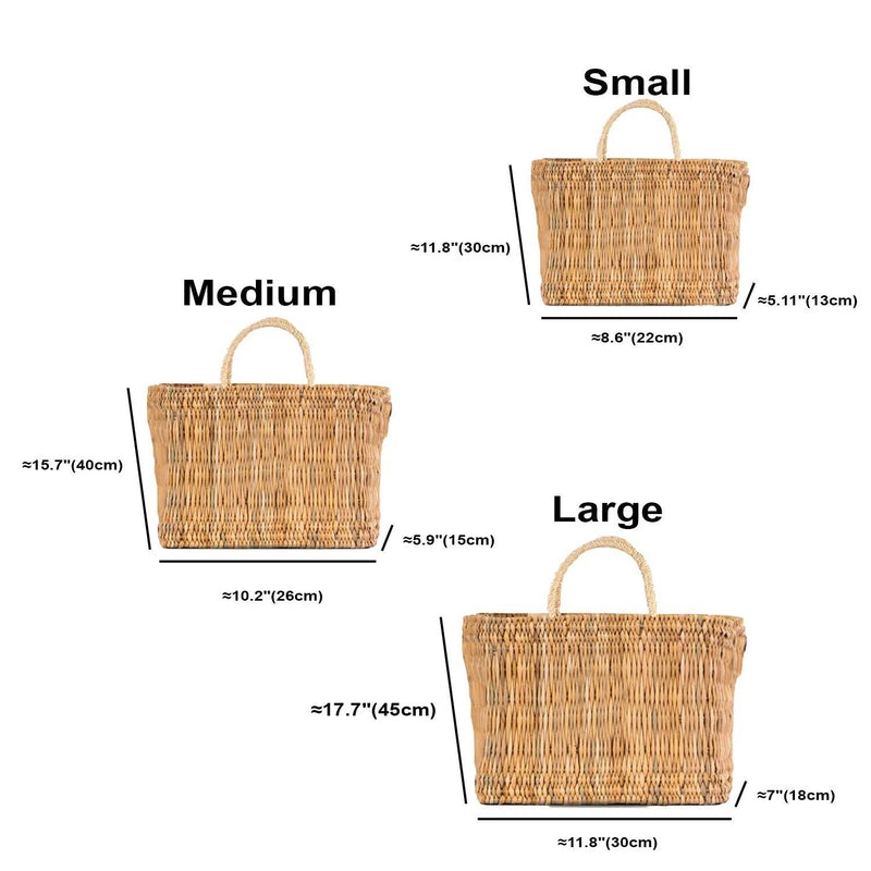 Medina French Market Basket - Rattan Bag - Tote Bag : Small / Blue Navy