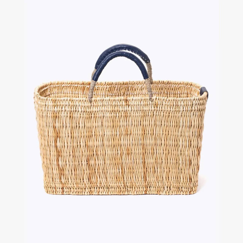 Medina French Market Basket - Rattan Bag - Tote Bag : Small / Blue Navy