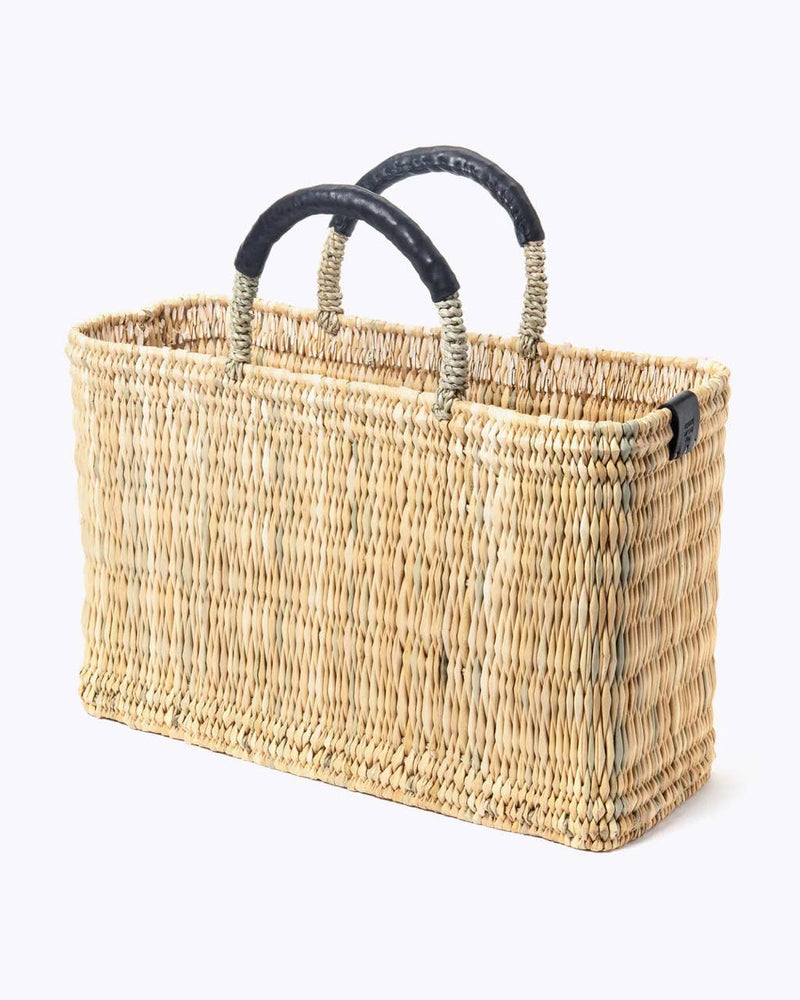 Medina French Market Basket - Rattan Bag - Tote Bag : Small / Blue Navy