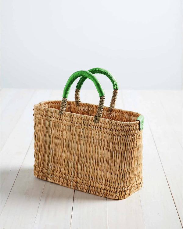 Medina French Market Basket - Rattan Bag - Tote Bag : Small / Green