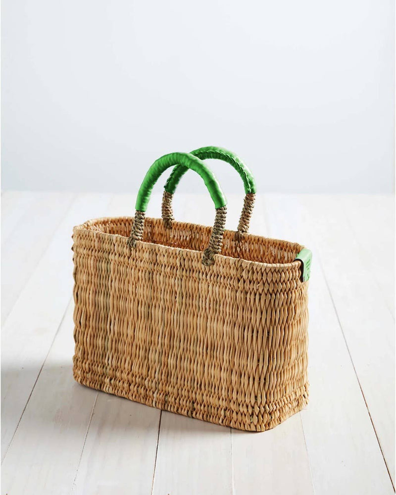 Medina French Market Basket - Rattan Bag - Tote Bag : Small / Blue Navy