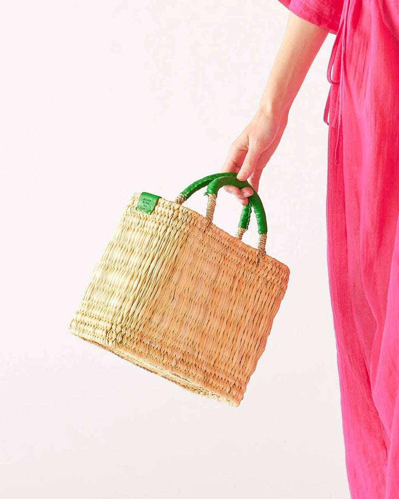 Medina French Market Basket - Rattan Bag - Tote Bag : Small / Blue Navy