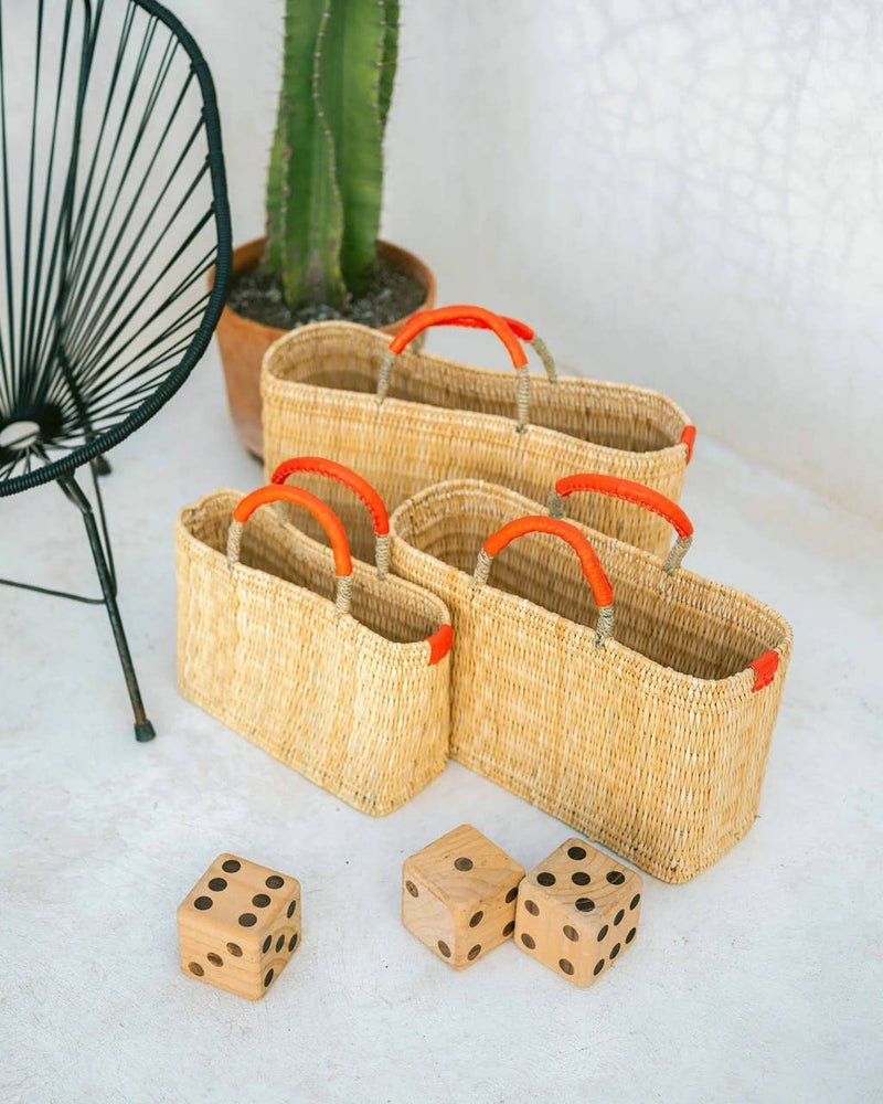 Medina French Market Basket - Rattan Bag - Tote Bag : Small / Blue Navy