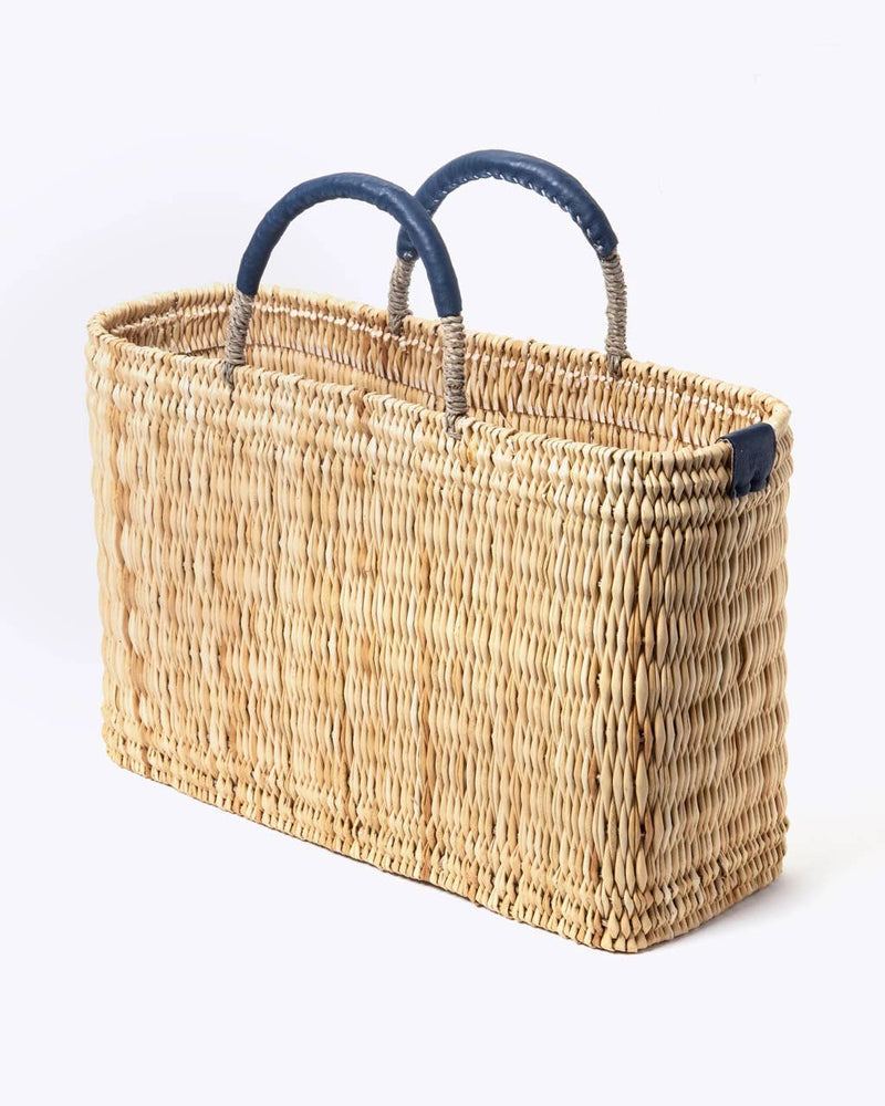 Medina French Market Basket - Rattan Bag - Tote Bag : Small / Blue Navy