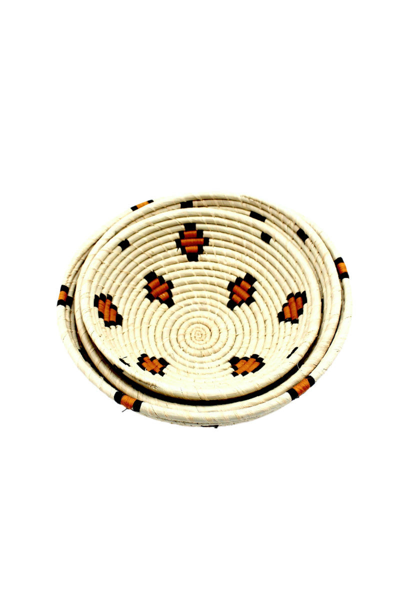 Amara Raffia Straw Basket- Set of 3 : Red Flower