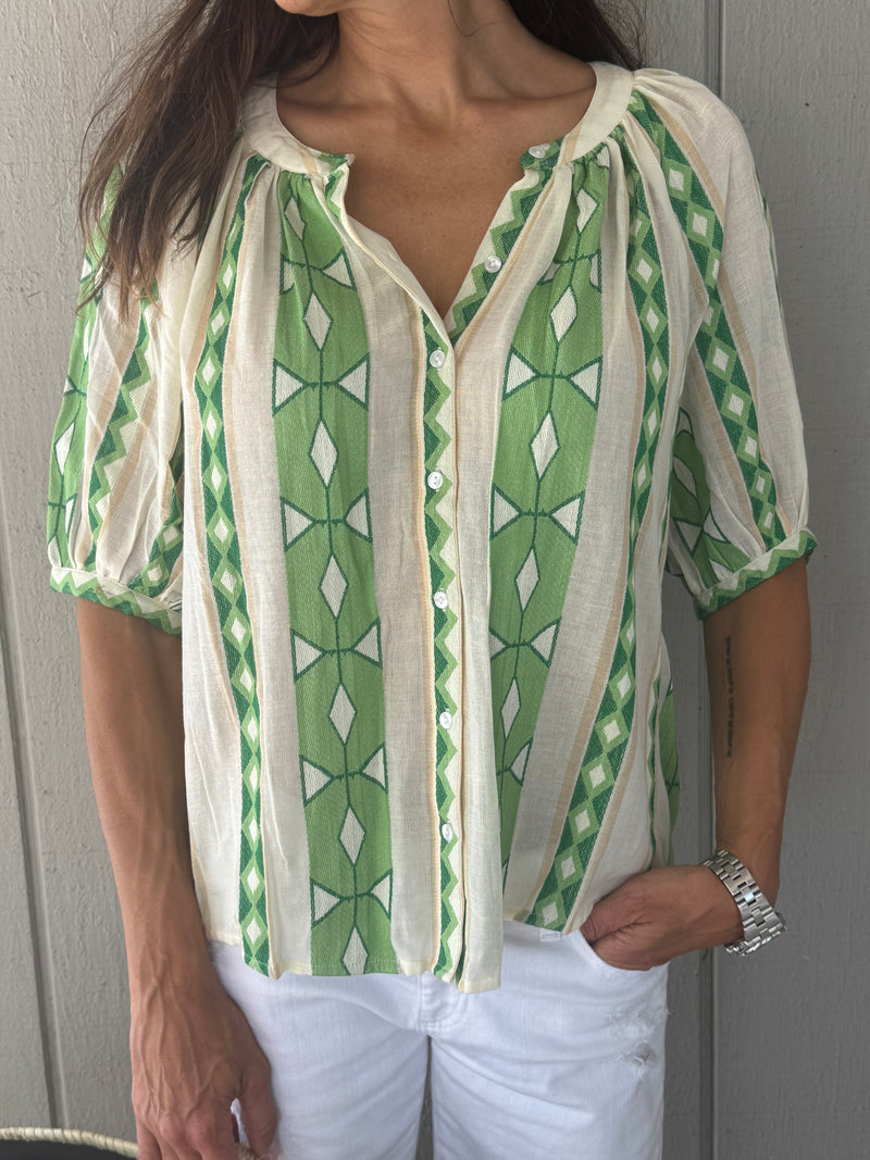 Lillie Belle Top Green Jacquard