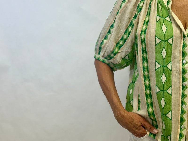Lillie Belle Top Green Jacquard