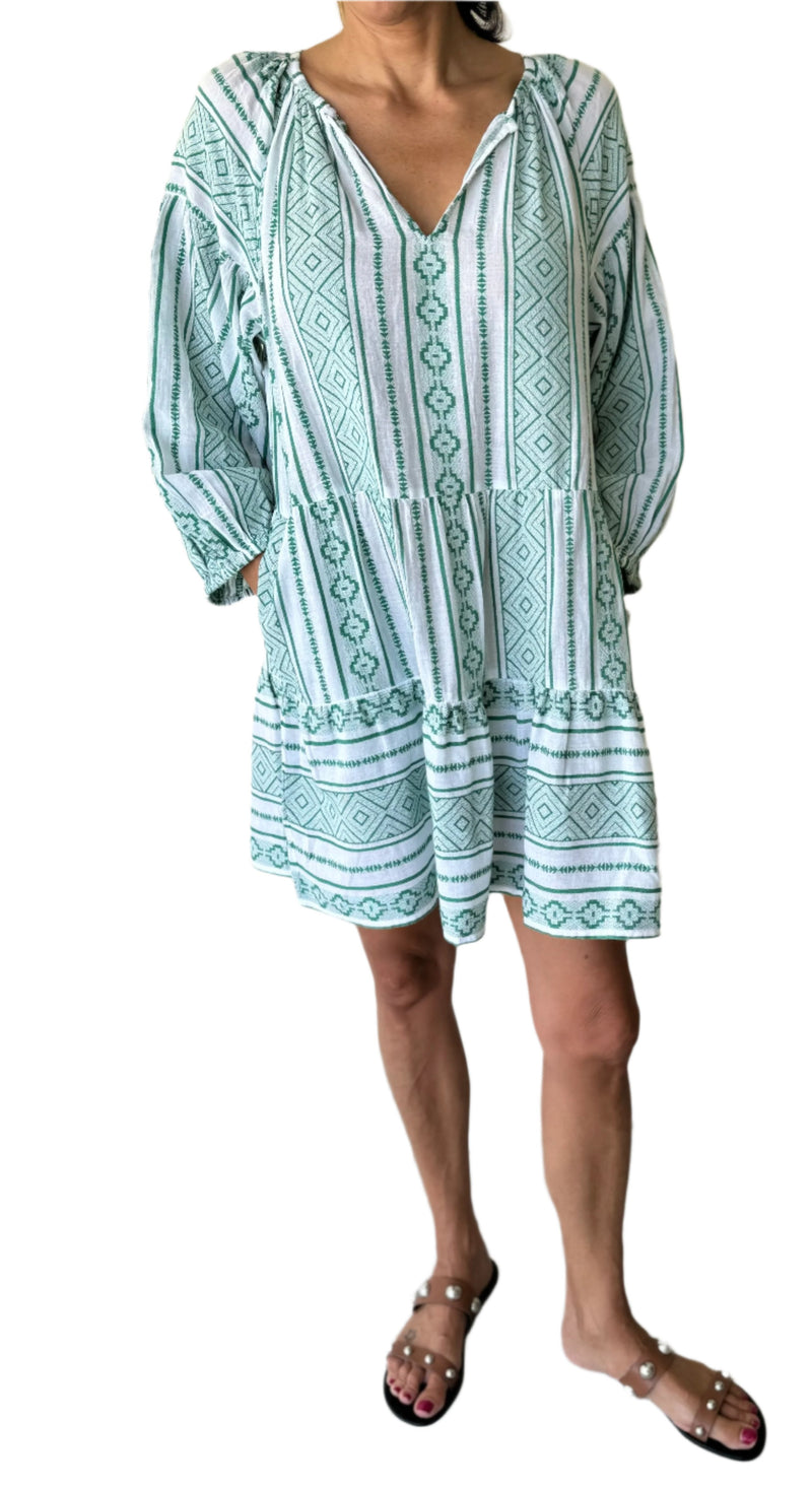 Taylor Dress in Green Jacquard Boo Gemes Taylor Dress in Green Jacquard Boo Gemes