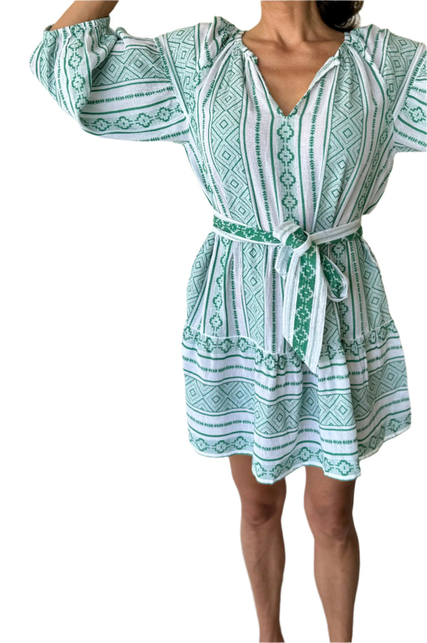 Taylor Dress in Green Jacquard