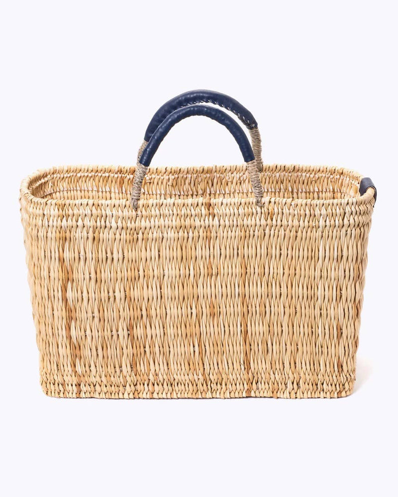 Medina French Market Basket - Rattan Bag - Tote Bag : Small / Blue Navy