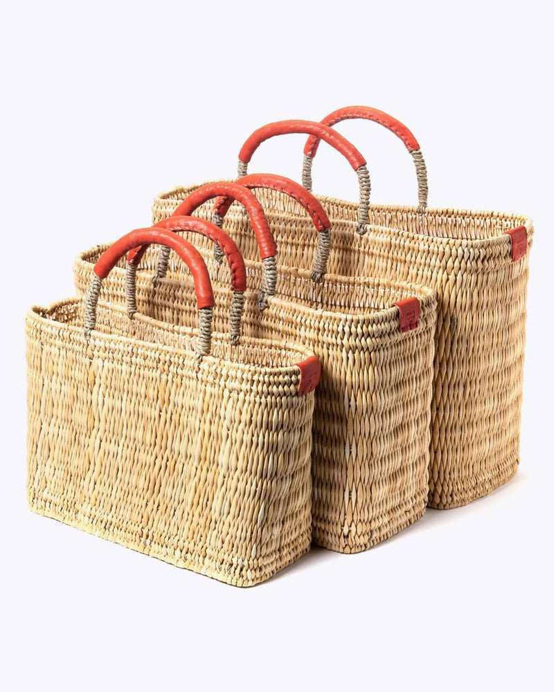 Medina French Market Basket - Rattan Bag - Tote Bag : Small / Blue Navy