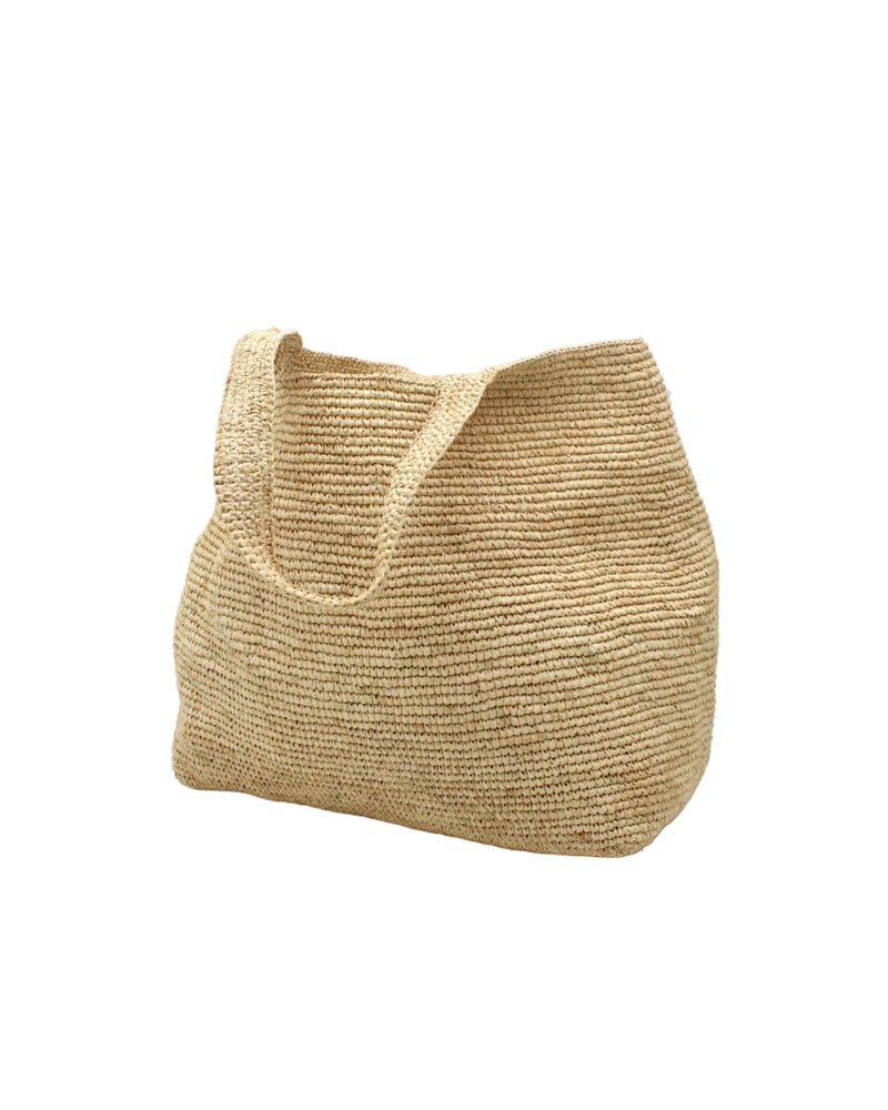 Mamie XL Crochet Straw Basket Handbag: Natural Zebra Stripe