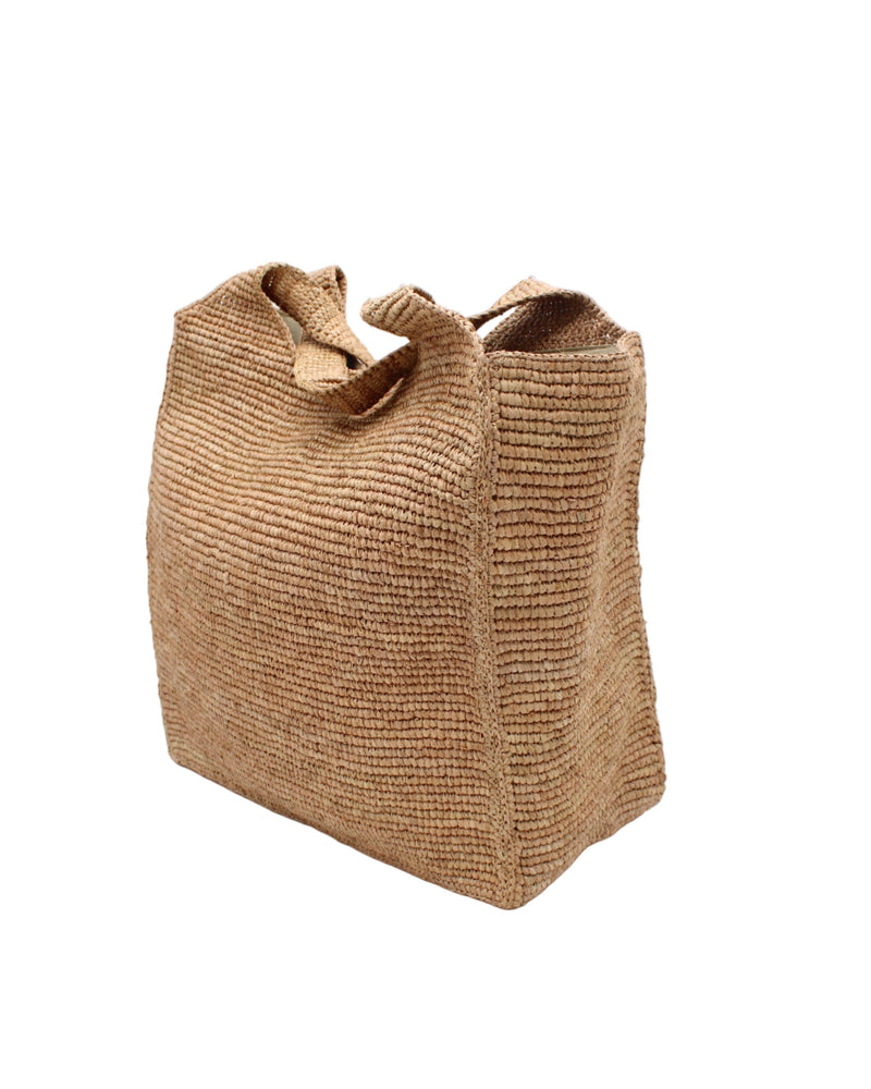 Mamie XL Crochet Straw Basket Handbag: Natural Zebra Stripe