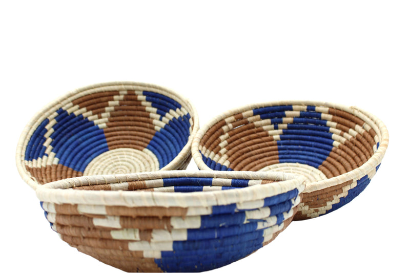 Amara Raffia Straw Basket- Set of 3 : Red Flower