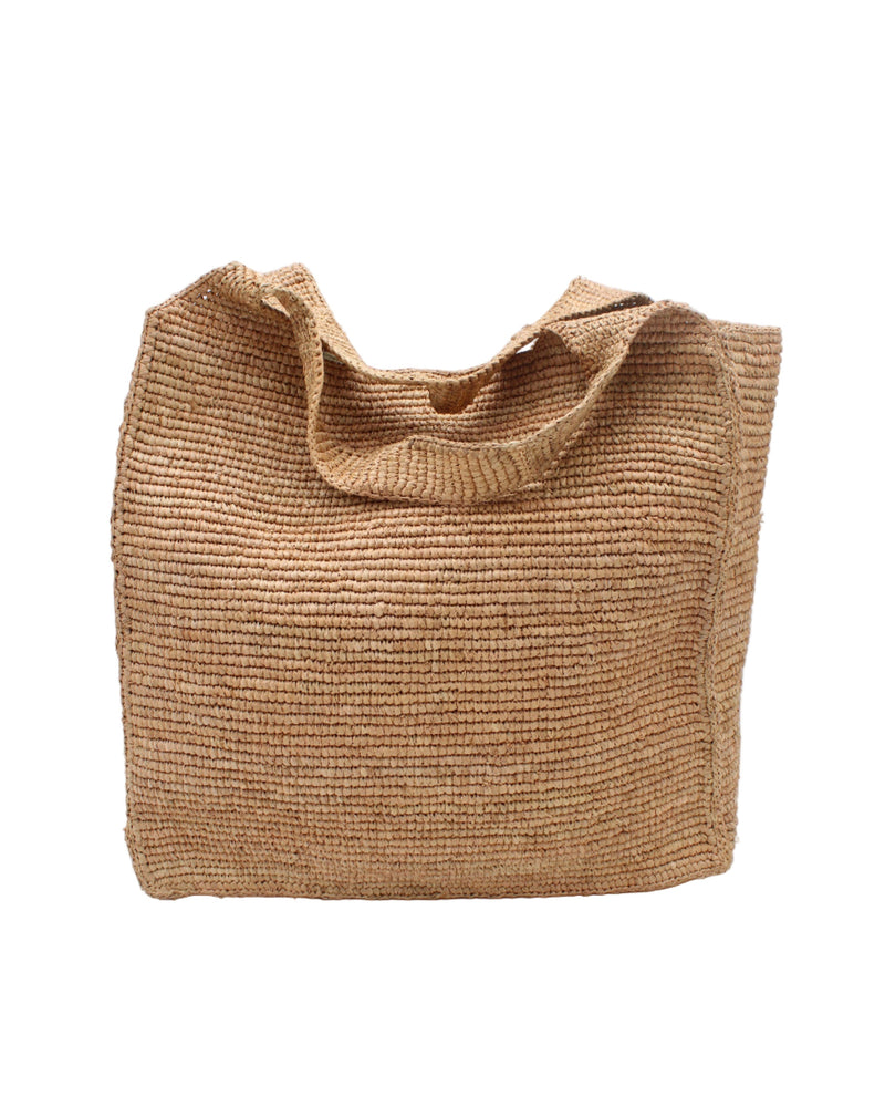 Mamie XL Crochet Straw Basket Handbag: Natural Zebra Stripe