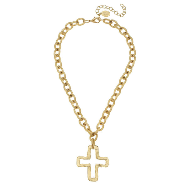 Gold Open Cross Necklace