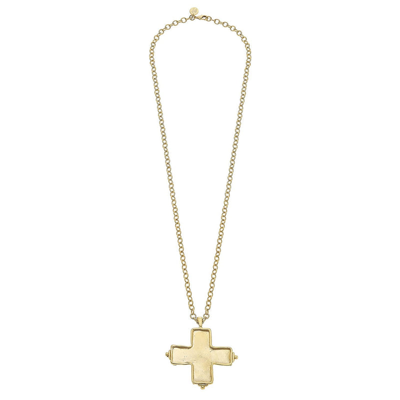 Gold Square Cross Necklace