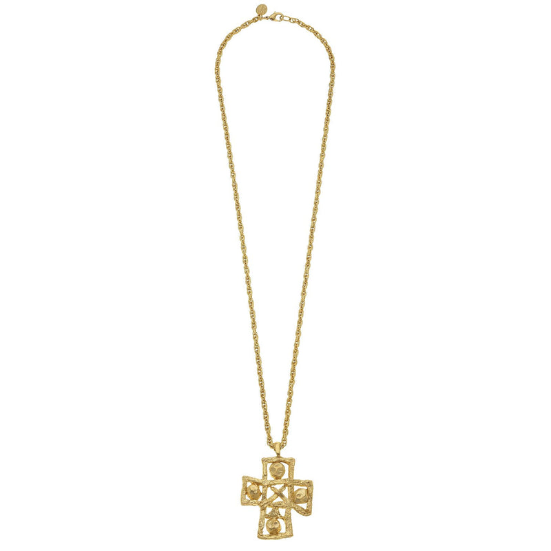 Long Gold Craft Cross Necklace