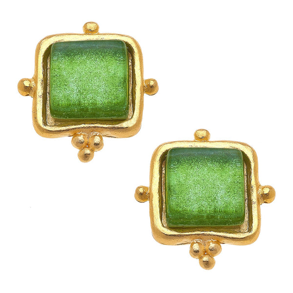 Madeline Green French Glass Studs